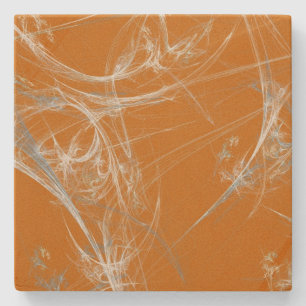 Porta-copo De Pedra Porta copos Fractal Laranja e Branco