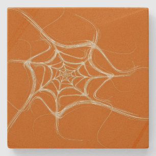 Porta-copo De Pedra Porta copos Fractal Laranja e Branco