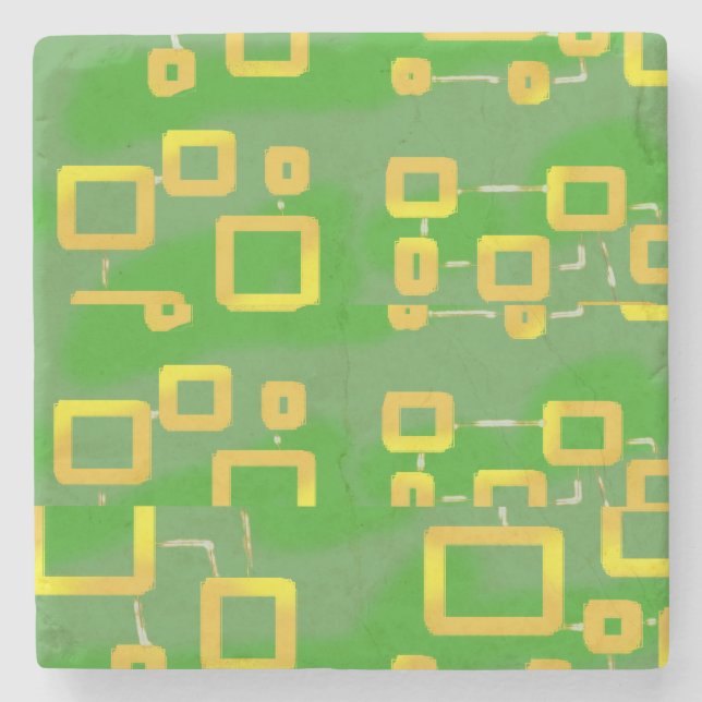 Porta-copo De Pedra Porta copos Geométrica Verde (Frente)