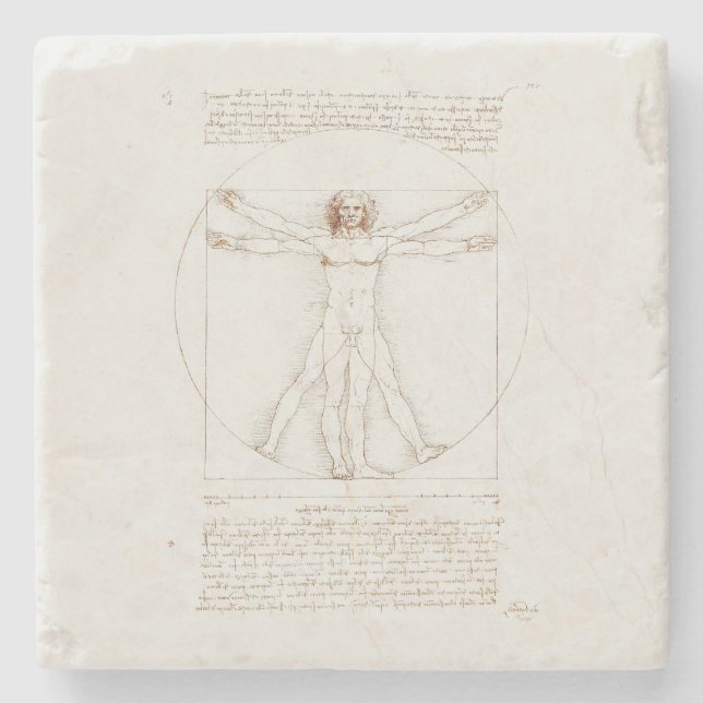 PORTA-COPO DE PEDRA PORTA-COPOS: LEONARDO DA VINCI : VITRUVIAN MAN (Frente)