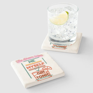 Porta-copo De Pedra porta copos Limestone 'Me & Gin Tonic Dream Team'