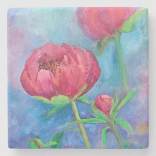 Porta-copo De Pedra Porta copos Marble Peonies do Alaska