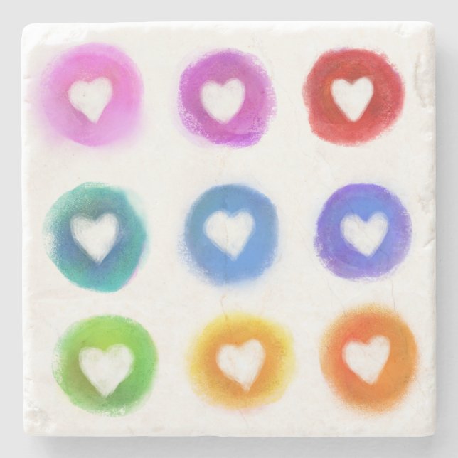 Porta-copo De Pedra Porta copos mármore com imagens quadradas (Frente)