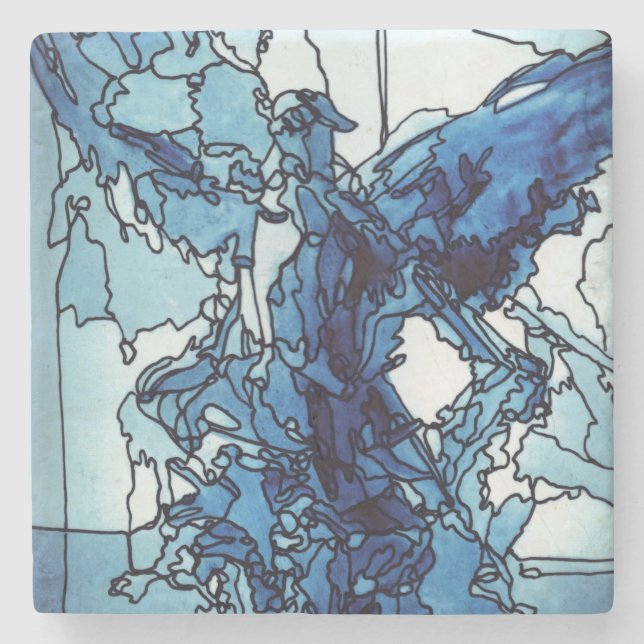 Porta-copo De Pedra Porta copos Pedra Anjo Azul (Frente)