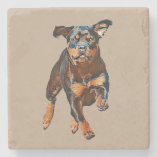 Porta-copo De Pedra Porta copos Pintada de Mármaco Rottweiler