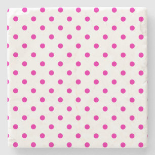 Porta-copo De Pedra Porta copos Quadrada do Bolinhas Rosa e Branco