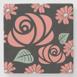 Porta-copo De Pedra Porta copos Rosacoaster Florah