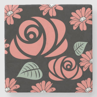 Porta-copo De Pedra Porta copos Rosacoaster Florah