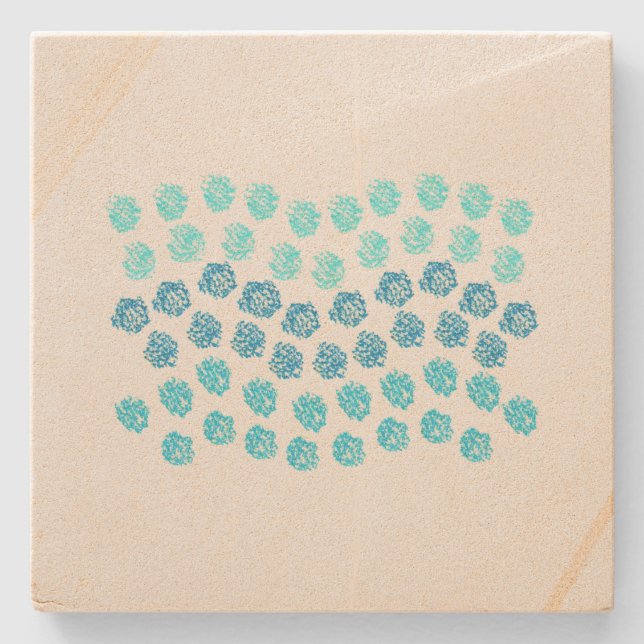 Porta-copo De Pedra Porta copos Sandstone de Ondas Azuis (Frente)