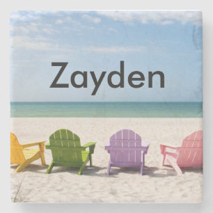 Porta-copo De Pedra Porta copos tropical da praia personalizada