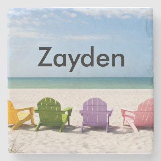 Porta-copo De Pedra Porta copos tropical da praia personalizada