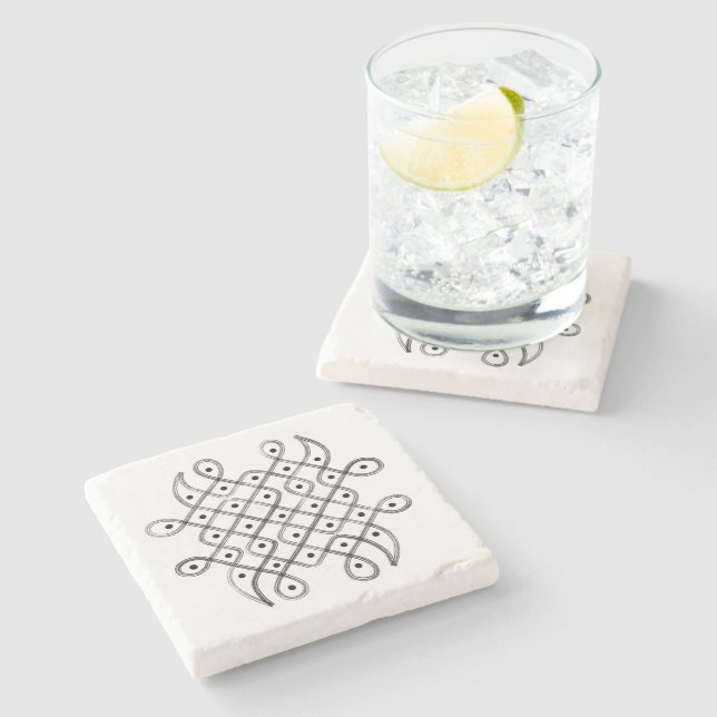 Porta-copo De Pedra Portas copos de Kolam na Índia (Lateral)