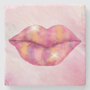 Porta-copo De Pedra Portas copos de pedra no lápis em cor rosa e Dour