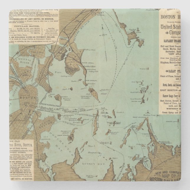 Porta-copo De Pedra Porto de Boston (Frente)