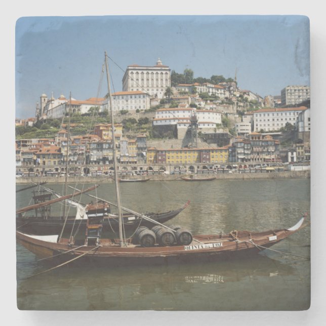 Porta-copo De Pedra Portugal, Porto, Barco Com Barris De Vinho (Frente)