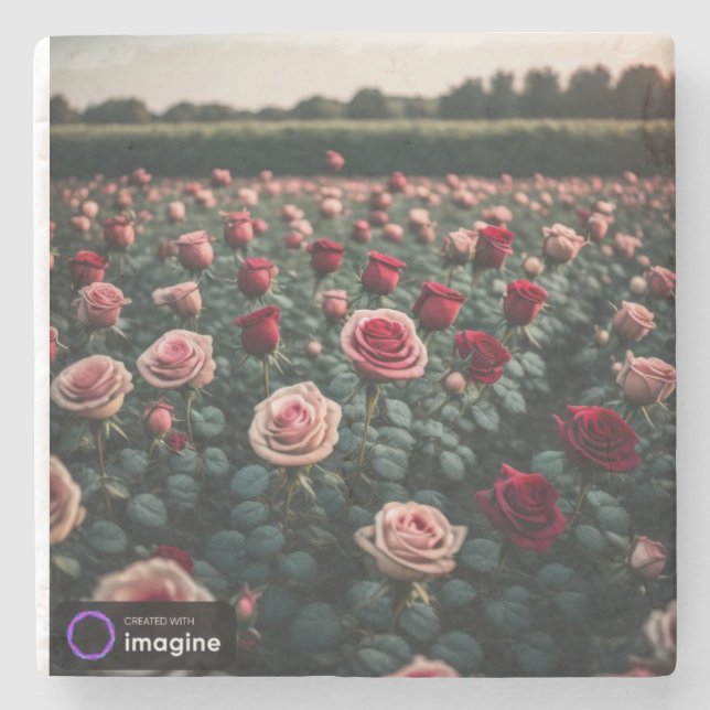 Porta-copo De Pedra Posavasos flores rosas (Frente)