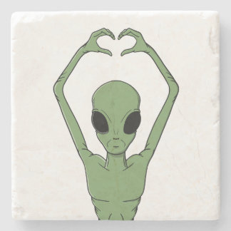 Porta-copo De Pedra Pose do Coração Alien