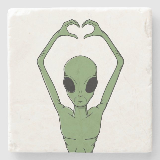 Porta-copo De Pedra Pose do Coração Alien (Frente)