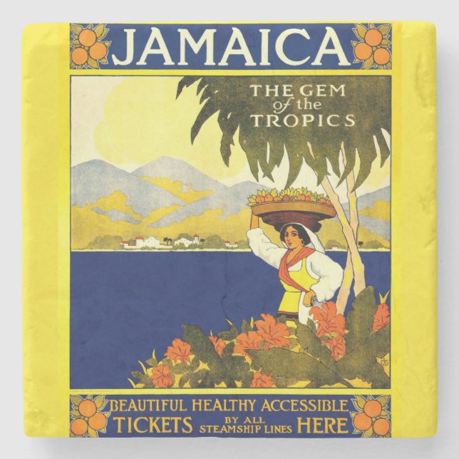Porta-copo De Pedra Poster da Jamaica amarela (Frente)