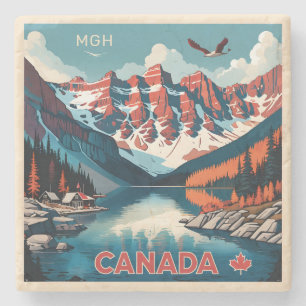 Porta-copo De Pedra Poster de viagens Personalizado do Monograma Canad