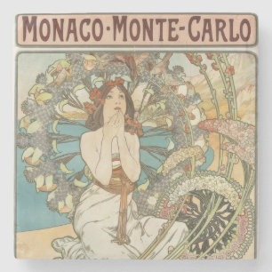 Porta-copo De Pedra Poster de Vintage Mont-Carlo por Alphonse Mucha