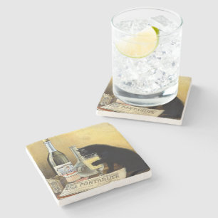 Porta-copo De Pedra poster francês retrô "absinho burguês"