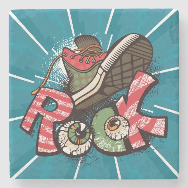 Porta-copo De Pedra Poster Grunge do Abstrato legal (Frente)