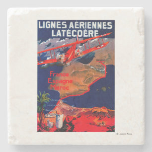 Porta-copo De Pedra Poster vintage de Lignes Aeriennes Latecoere