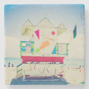 Porta-copo De Pedra Praia sul da torre do Lifeguard, Miami