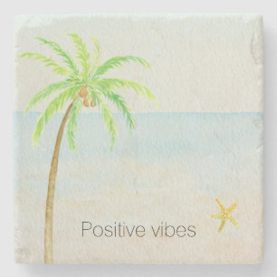 Porta-copo De Pedra Praia Tropical da Árvore de Palma