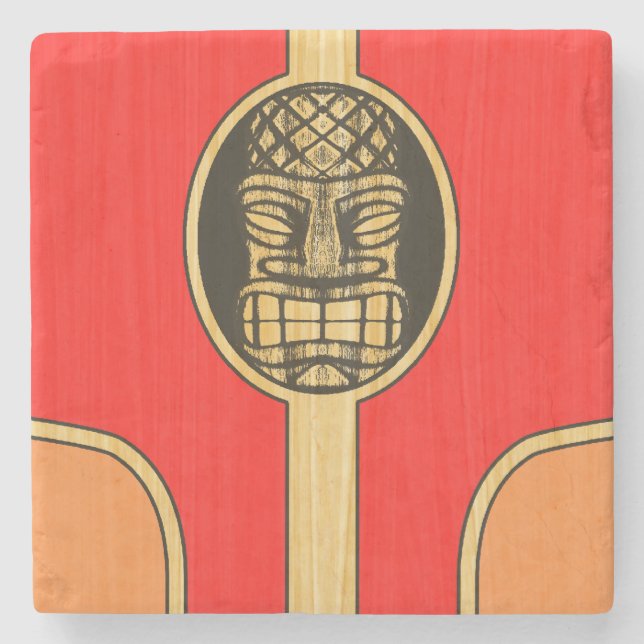 Porta-copo De Pedra Prancha retro de Tiki (Frente)