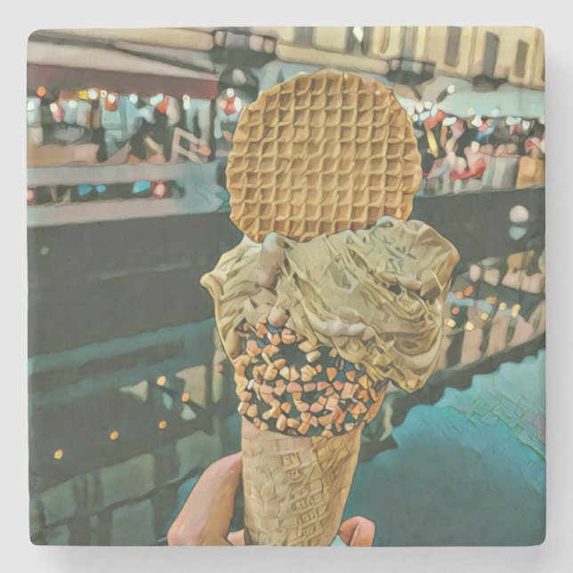 Porta-copo De Pedra Praspersas de sorvete de chocolate (Frente)