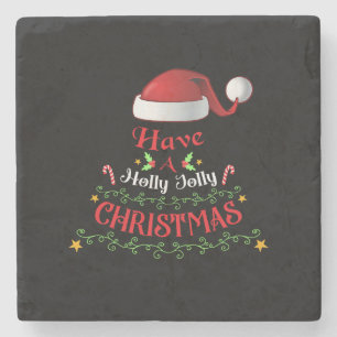 Porta-copo De Pedra Presente de Natal Tenha um Natal Holly