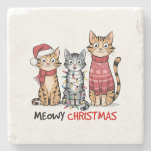 Porta-copo De Pedra Presente para Amantes de Gatos Meowy Natal