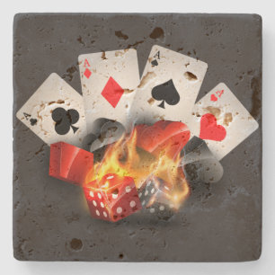 Porta-copo De Pedra Preto para Casino de Poker Flame