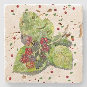 Porta-copo De Pedra PretoBerry verde e vermelho