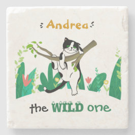 Porta-copo De Pedra Primeiro aniversario de Crianças de Gato Tuxedo Se