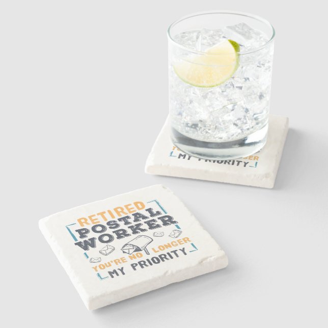 Porta-copo De Pedra Prioridade de aposentadoria do trabalhador postal  (Lateral)