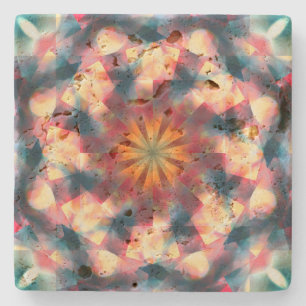 Porta-copo De Pedra Prismático Caleidoscópico Psicodélico Mandala