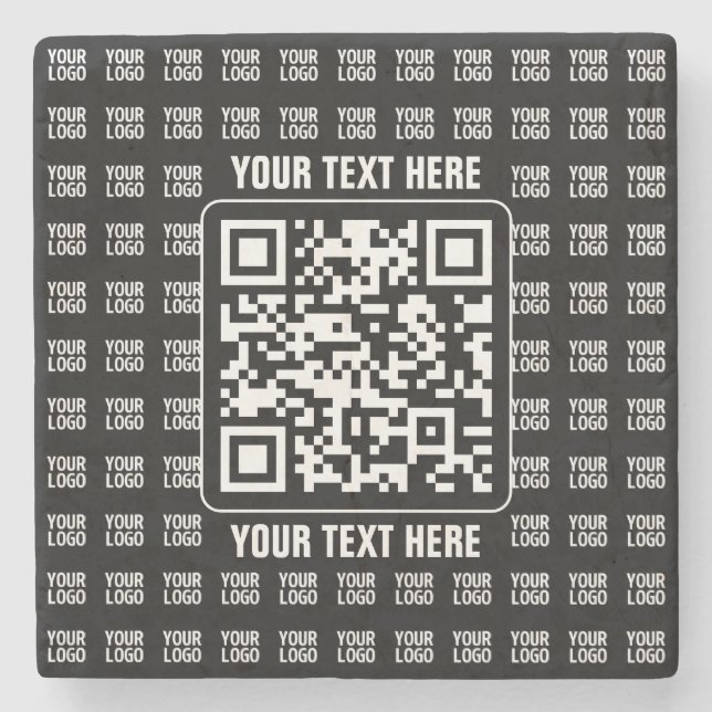 Porta-copo De Pedra Promotional QR code (editable) plus Logo Pattern (Frente)