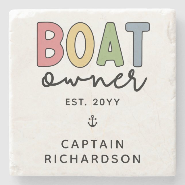 Porta-copo De Pedra Proprietário de Barcos Personalizados estabeleceu  (Frente)