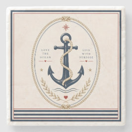 Porta-copo De Pedra Protetor de Copo Náutico Sailorcore Clássico