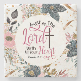 Porta-copo De Pedra Provérbios 3:5 Confiança no Lorde Bíblia Verse