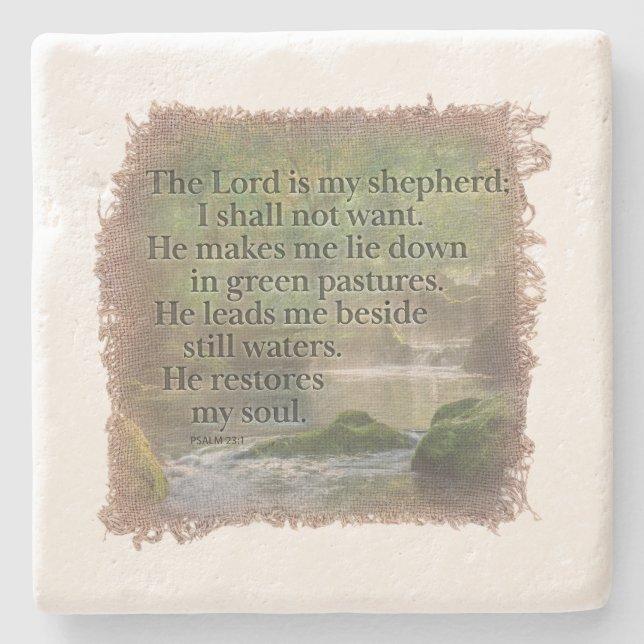 Porta-copo De Pedra PSALM 23:1- Coaster (Frente)