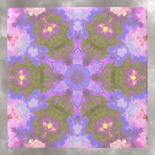 Porta-copo De Pedra Psicodélica Flor Roxo e Azul