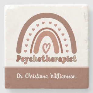 Porta-copo De Pedra Psicoterapeuta Personalizado Boho Arco-íris