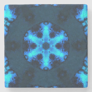 Porta-copo De Pedra Psychedelic Hippie Snowflake Blue