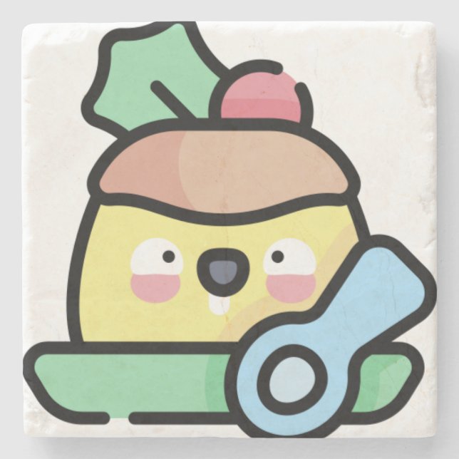 Porta-copo De Pedra pudim de natal (Frente)