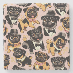Porta-copo De Pedra Pug de Cueca Sem Costura Retroativa