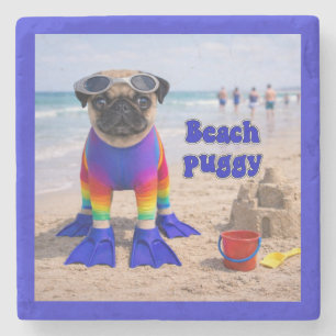 Porta-copo De Pedra Pug de Praia